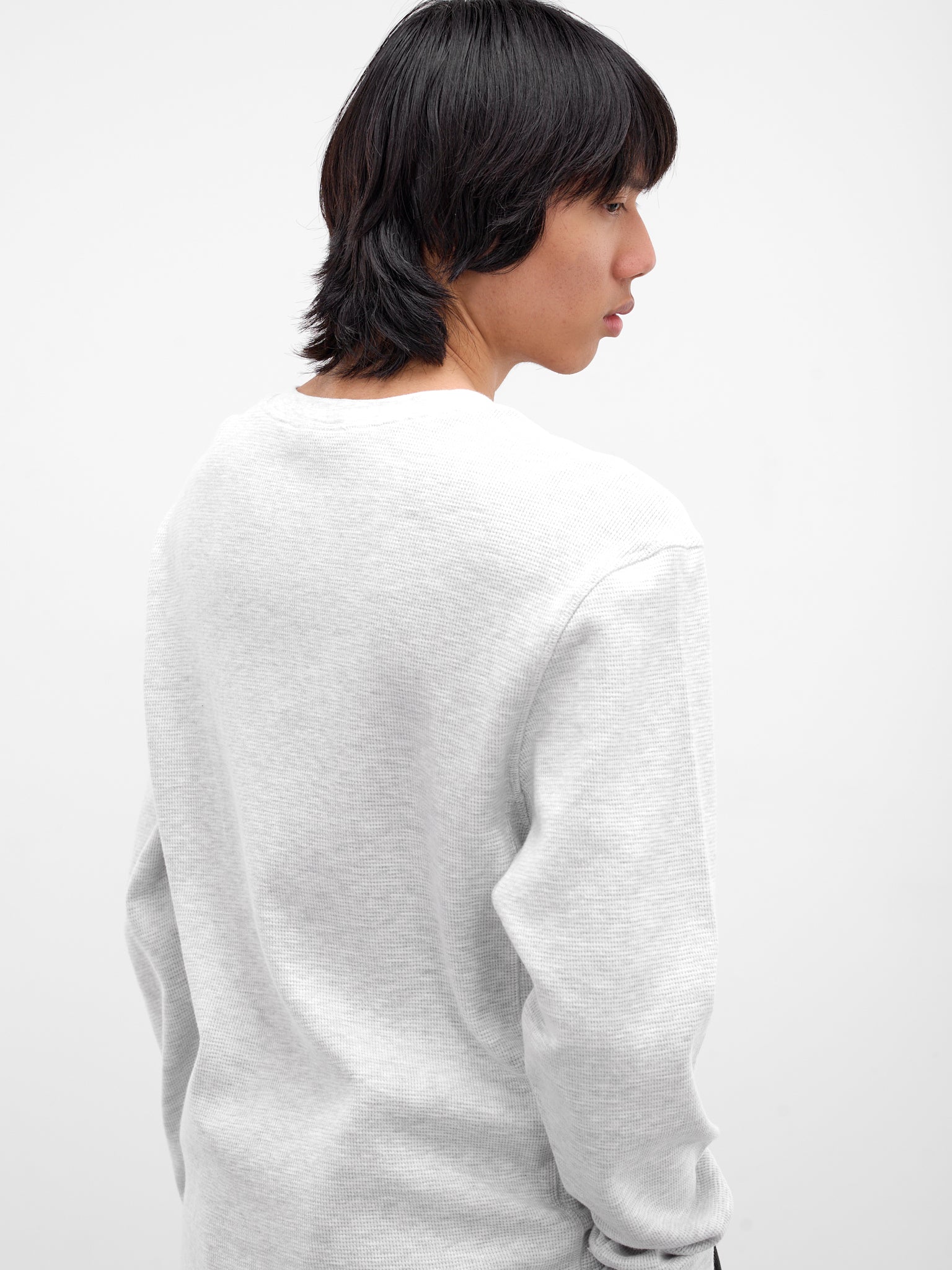 Gray Waffle-Knit Thermal Tee (TO04012-HEATHER-GREY)