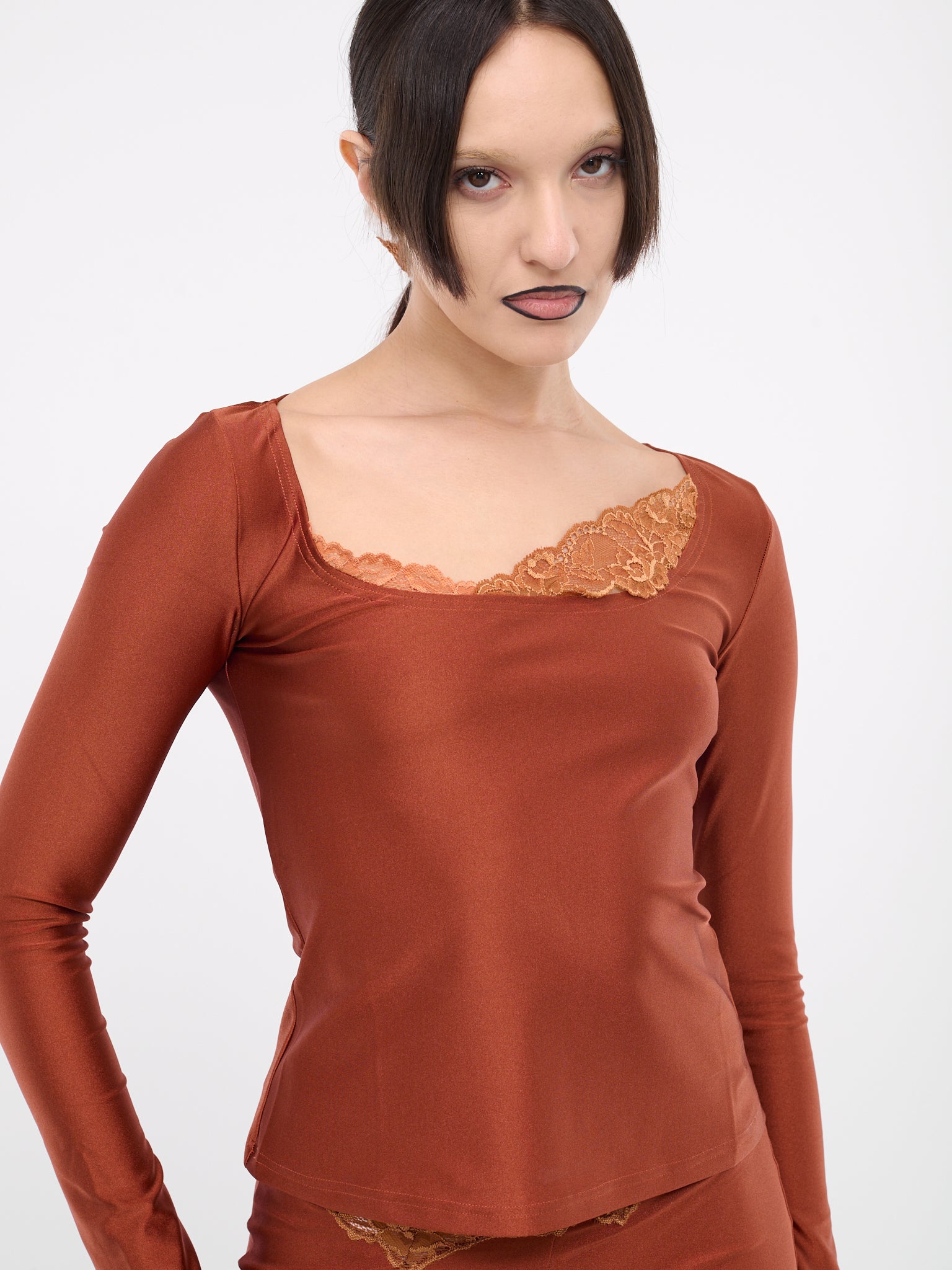 Asymmetric Lace Trim Top (TO055-CIGARE)