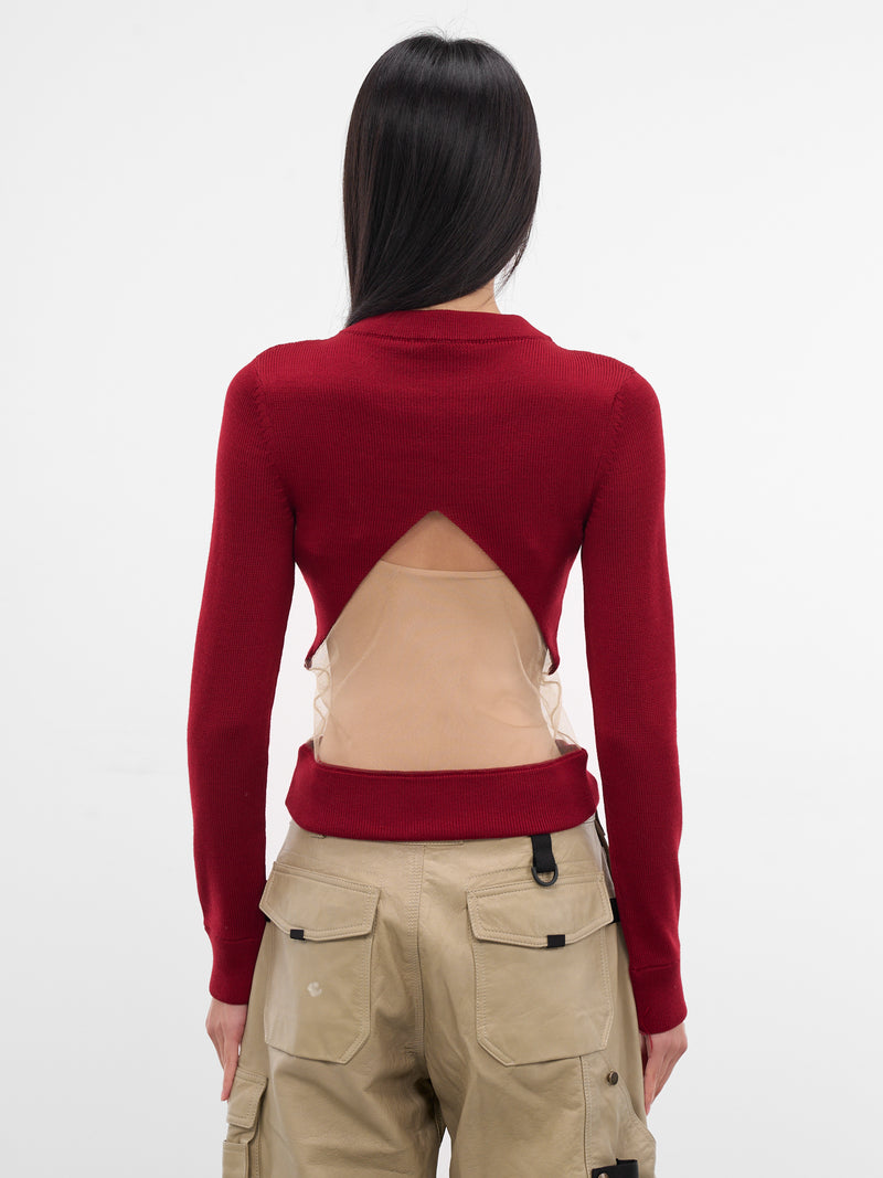 Burgundy Floating Panel V-Neck Sweater (TO05970-0275-BURGUNDY)