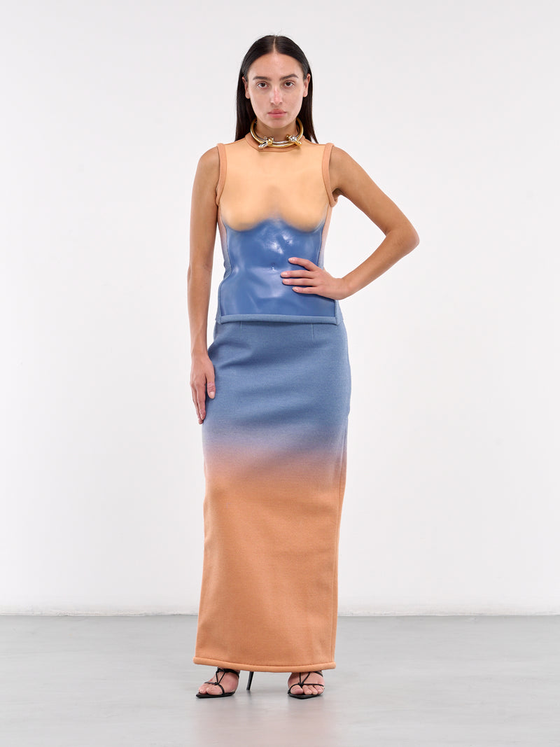 Gradient Printed Skirt (SK06B011-BLUE-ORANGE)