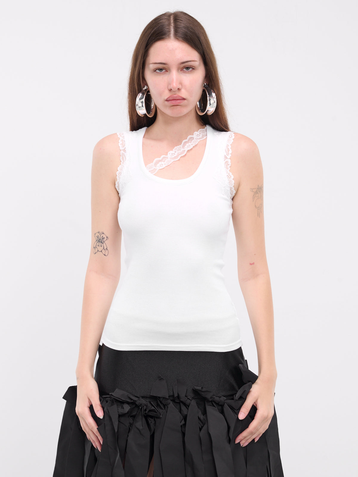 Lace Trim Ribbed Tank Top (TO080-WHITE)