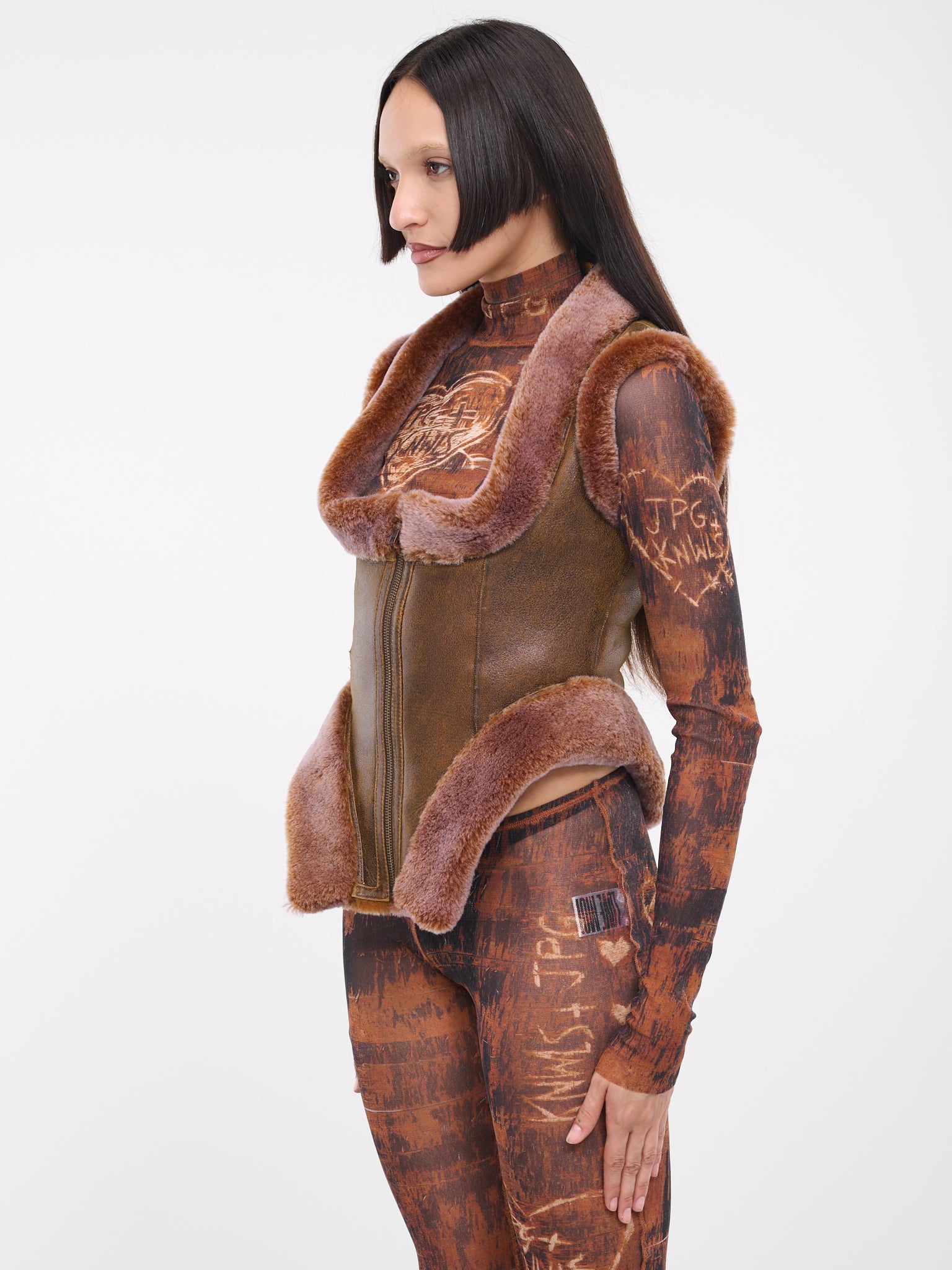 KNWLS Shearling Bustier (TO100-L505-6029-BROWN-LILA)