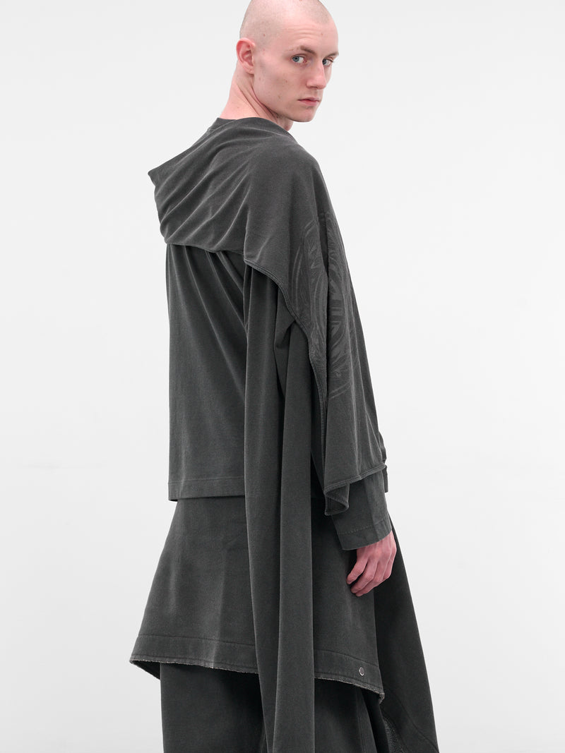 Black Draped Scarf Logo Tee (TO347-J021-00-BLACK)