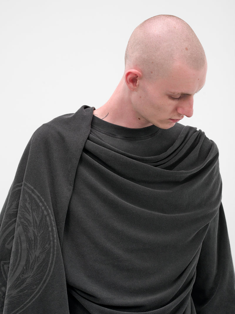 Black Draped Scarf Logo Tee (TO347-J021-00-BLACK)