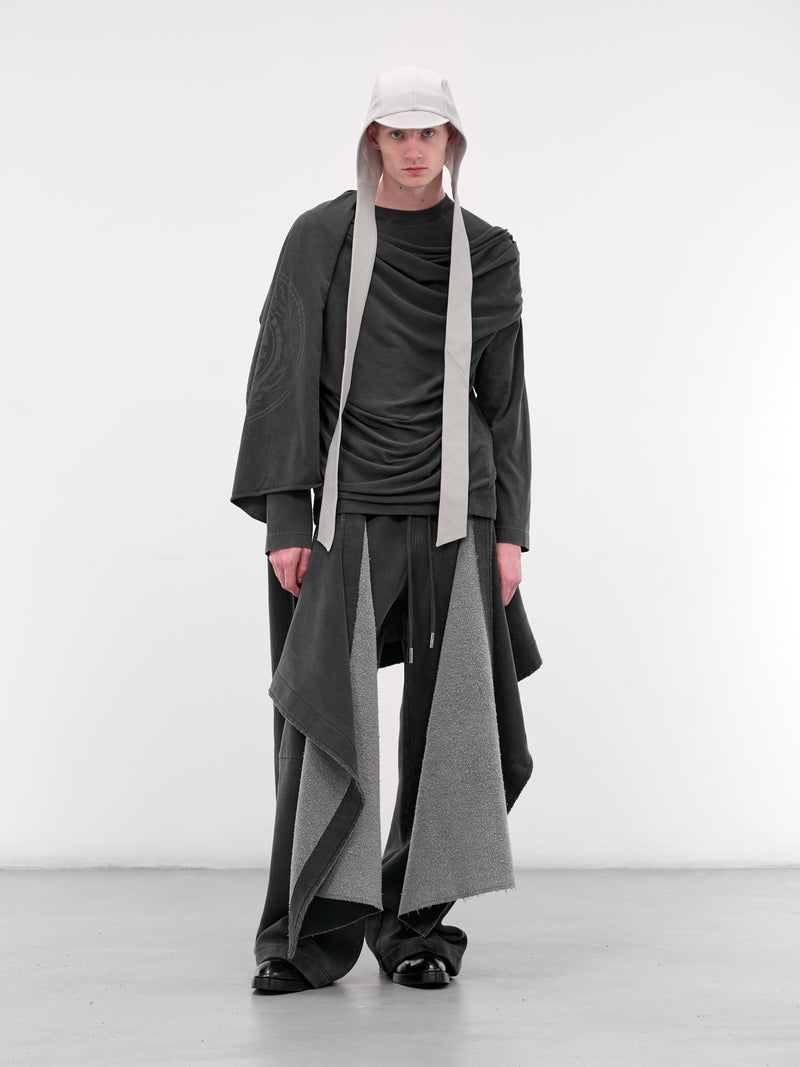 Black Draped Scarf Logo Tee (TO347-J021-00-BLACK)