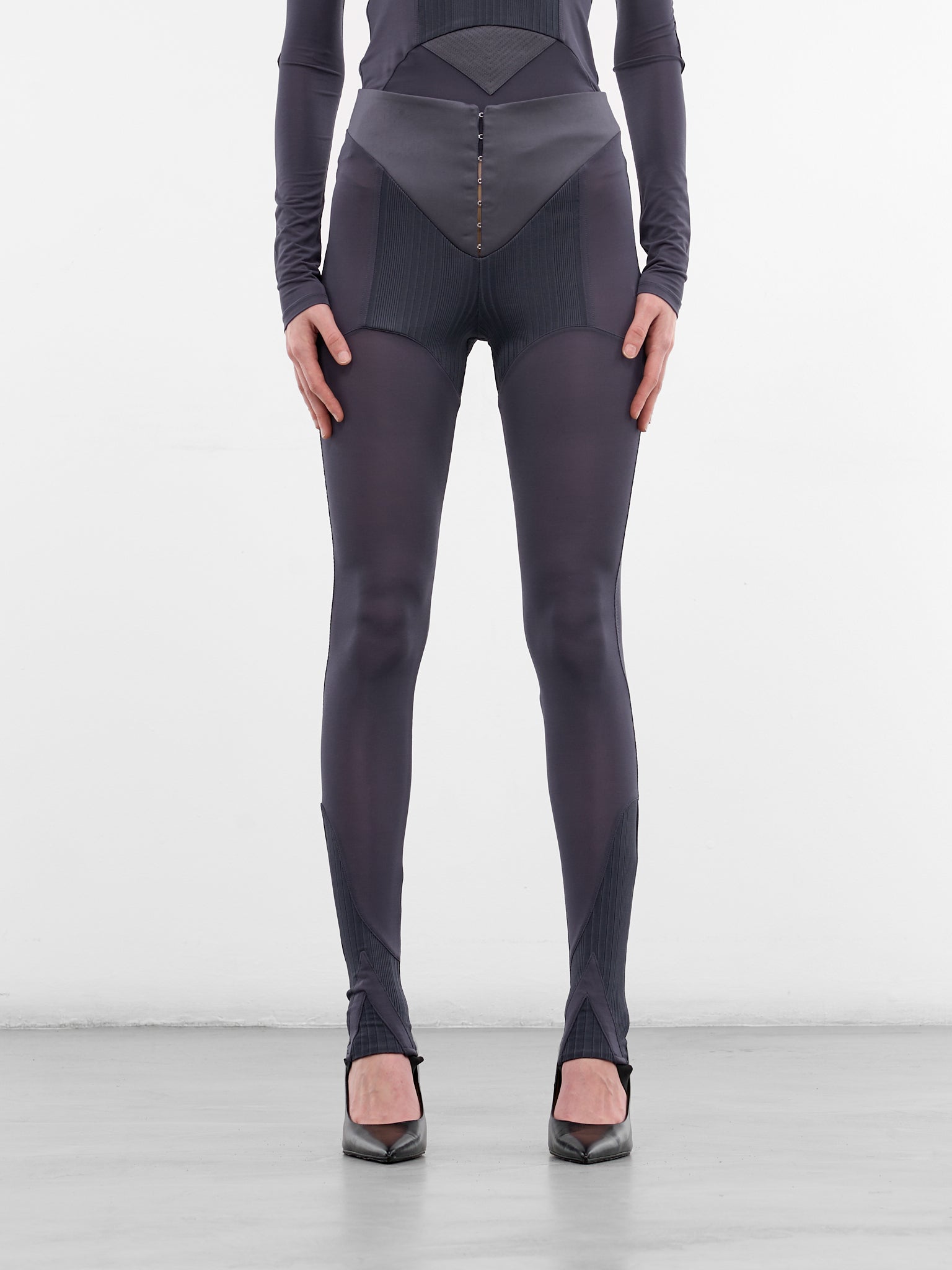 Petrol Satin Paneled Jersey Leggings (TR045-J031-87-PETROL)