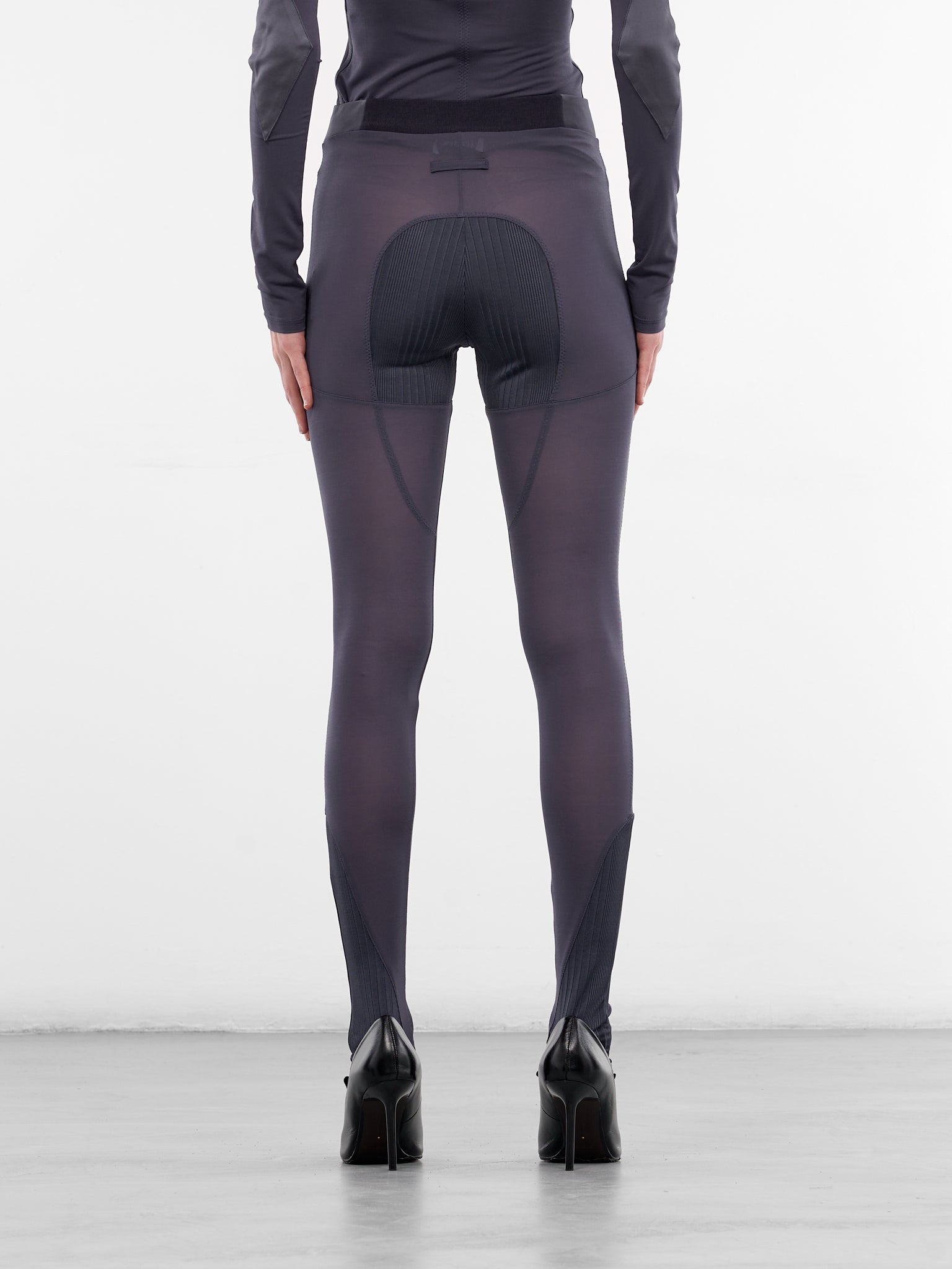 Petrol Satin Paneled Jersey Leggings (TR045-J031-87-PETROL)