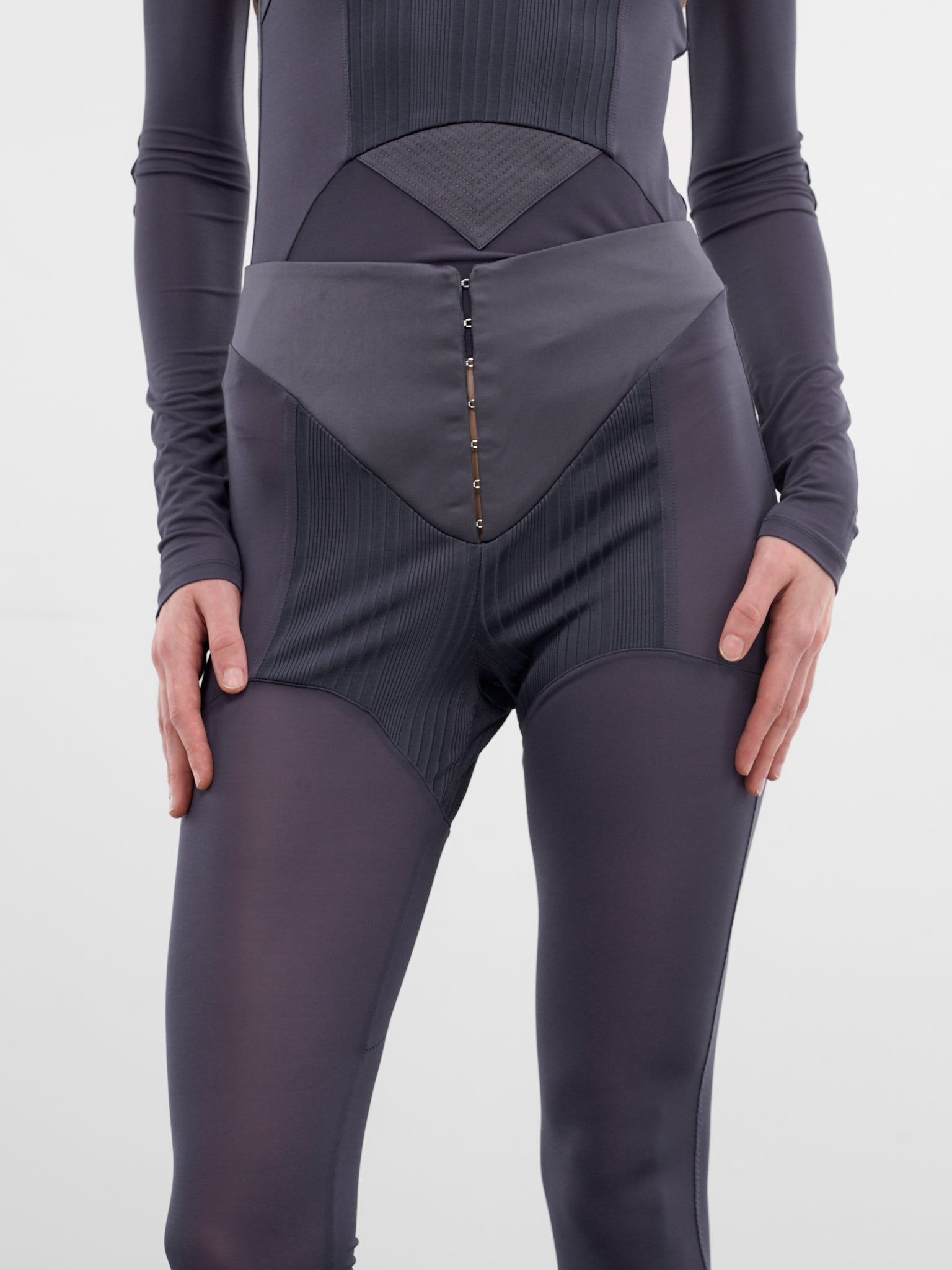 Petrol Satin Paneled Jersey Leggings (TR045-J031-87-PETROL)