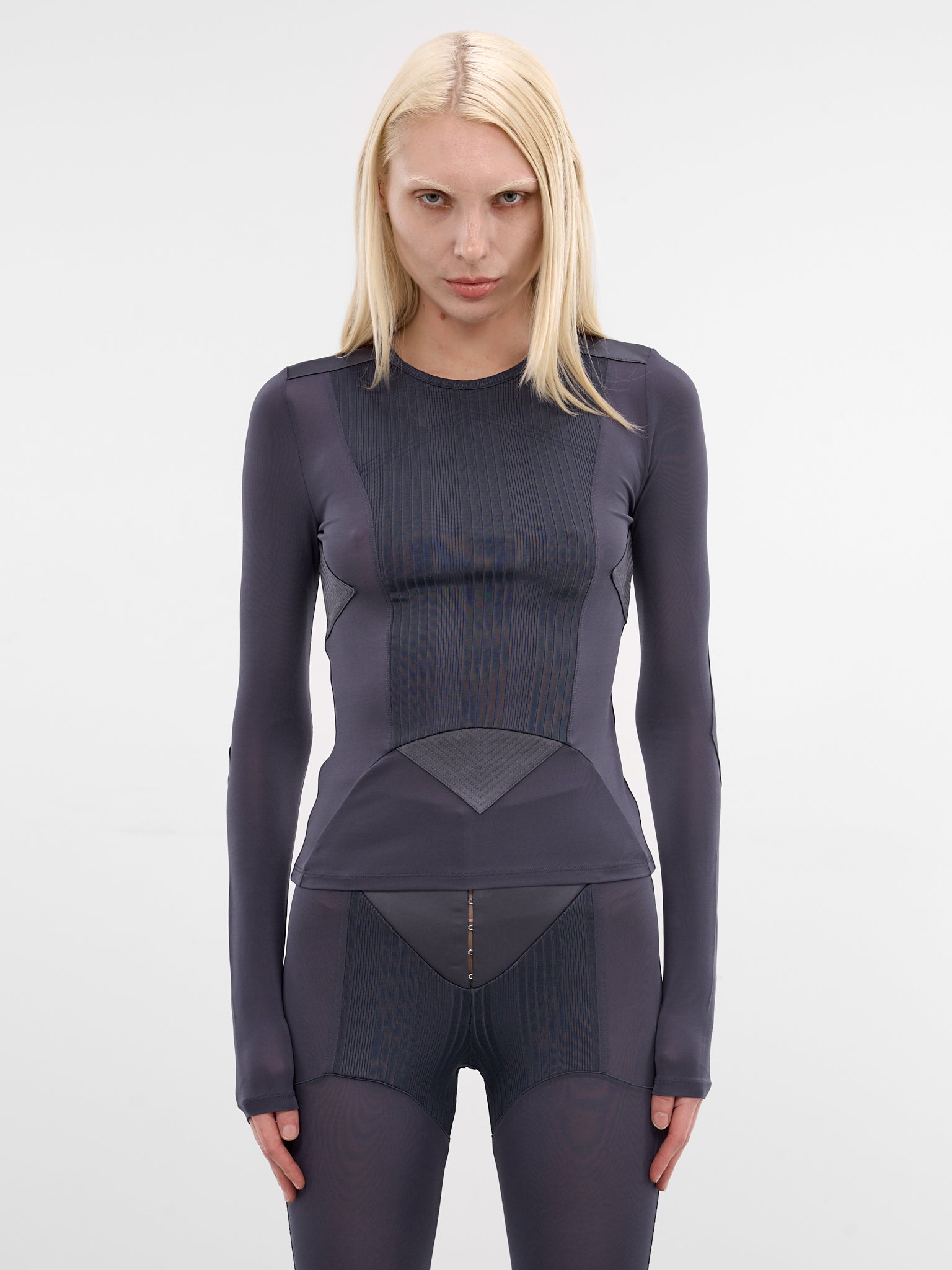 Petrol Satin Paneled Jersey Top (TO391-J031-87-PETROL)