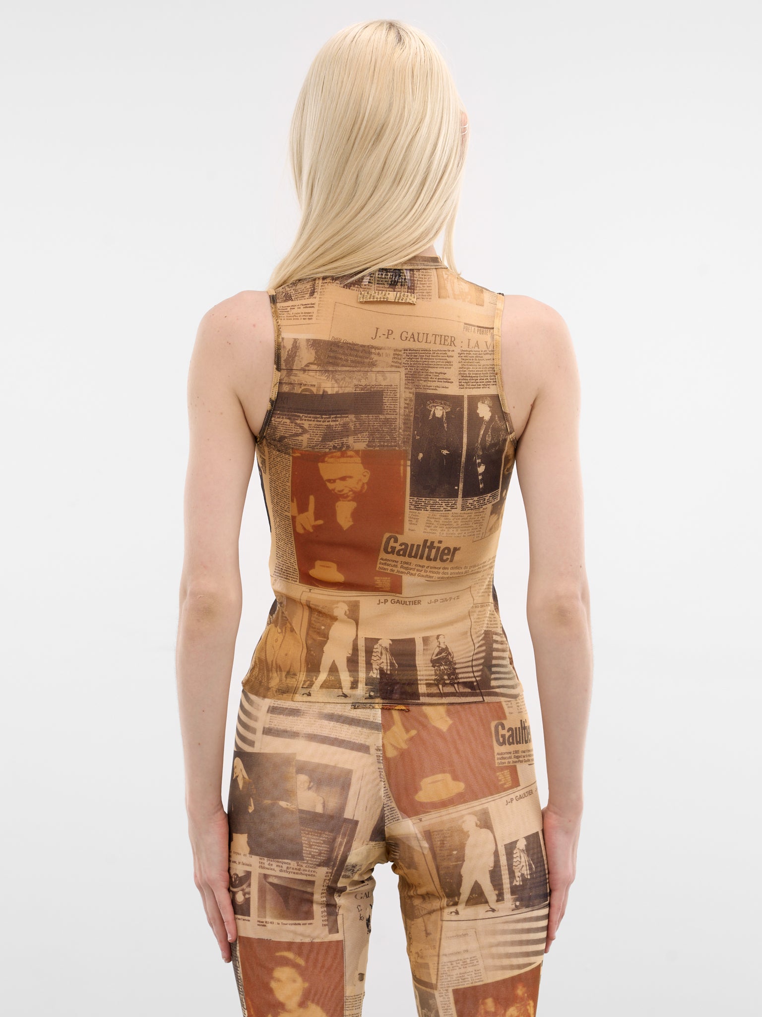 Beige Journal Print Mesh Tank (TO415-M013P-030830-ECRU-LIGHT)