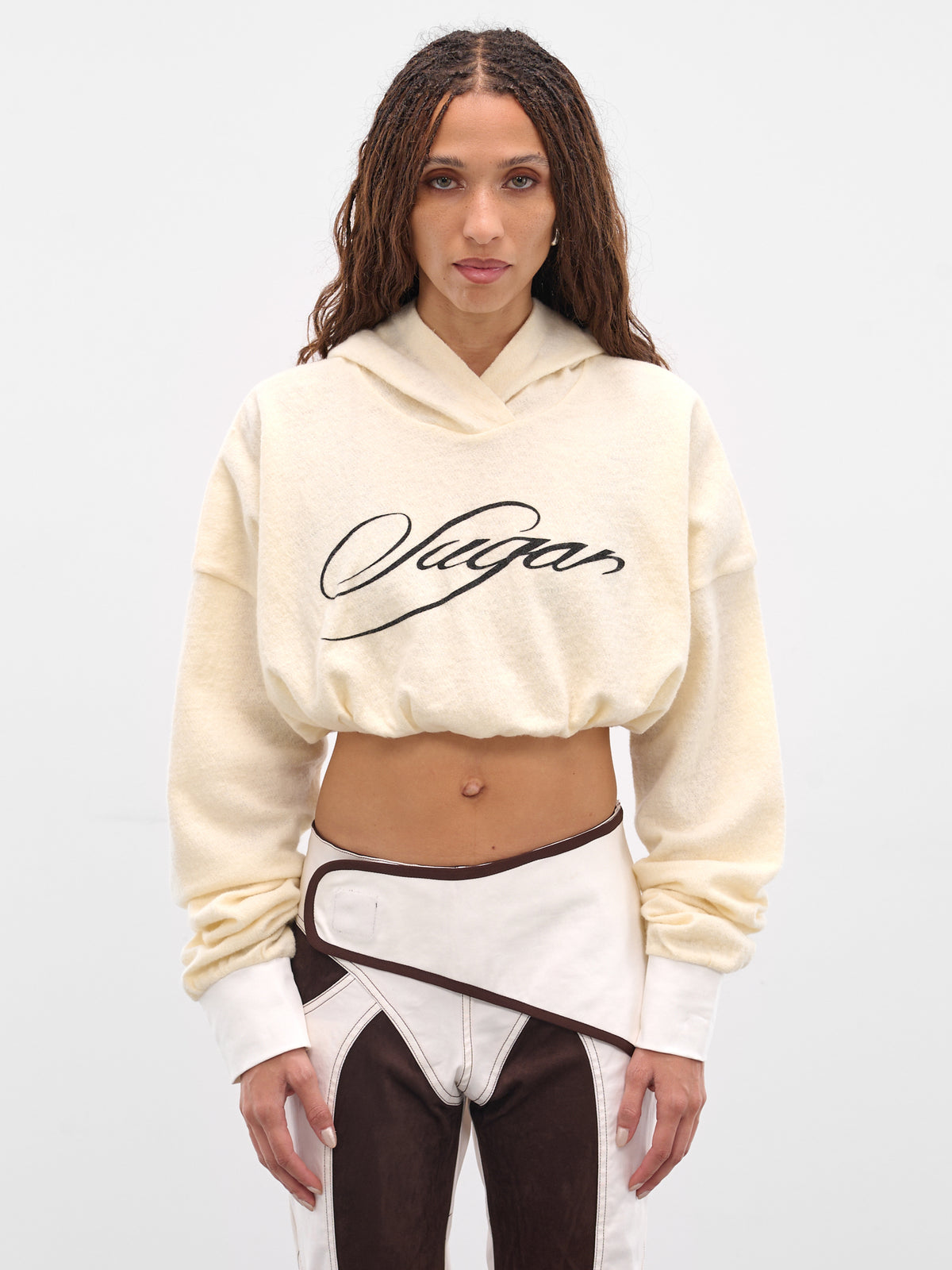 White Wool Graphic Cropped Hoodie (TOP-04WH-WHITE)