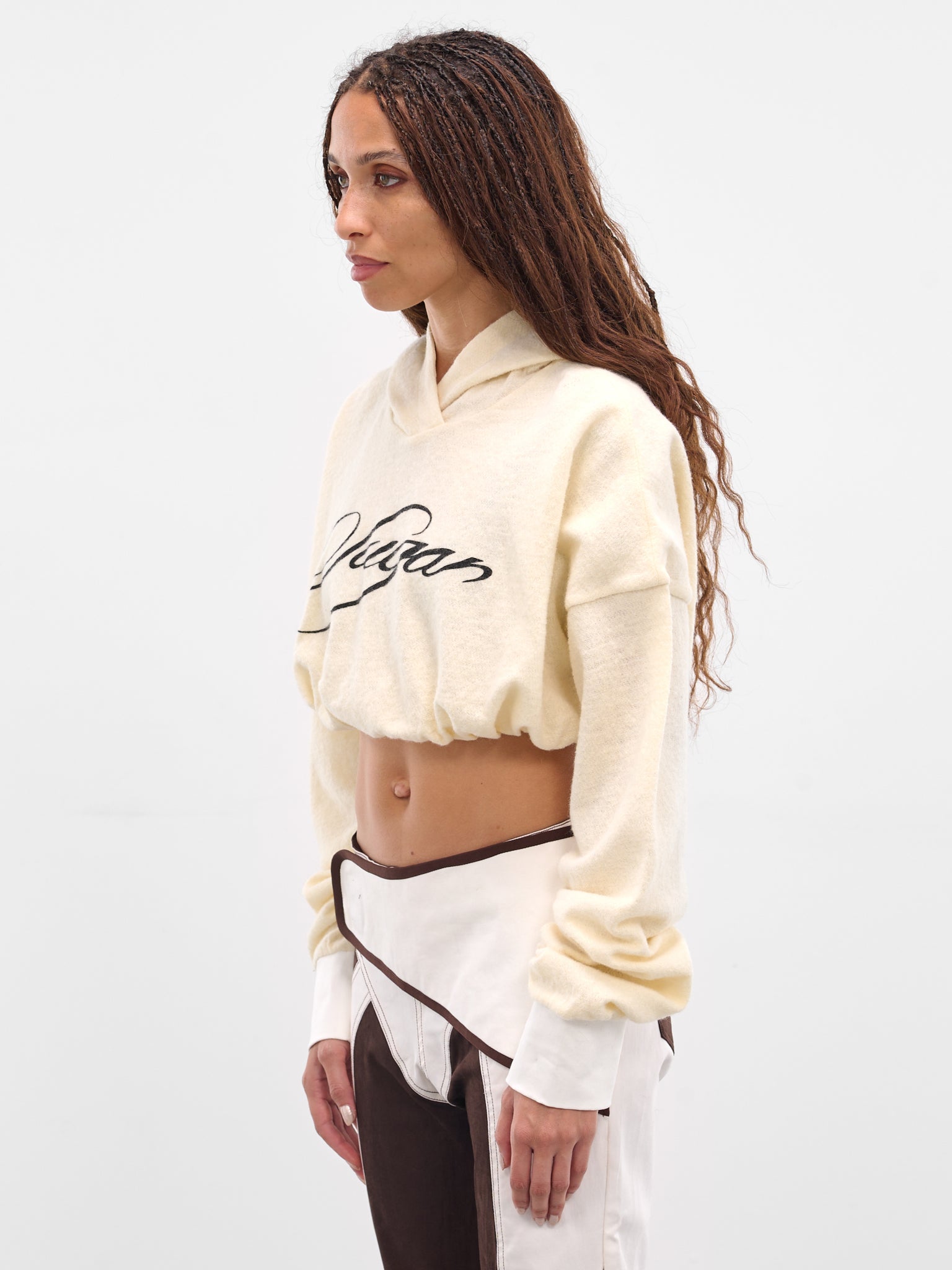 White Wool Graphic Cropped Hoodie (TOP-04WH-WHITE)