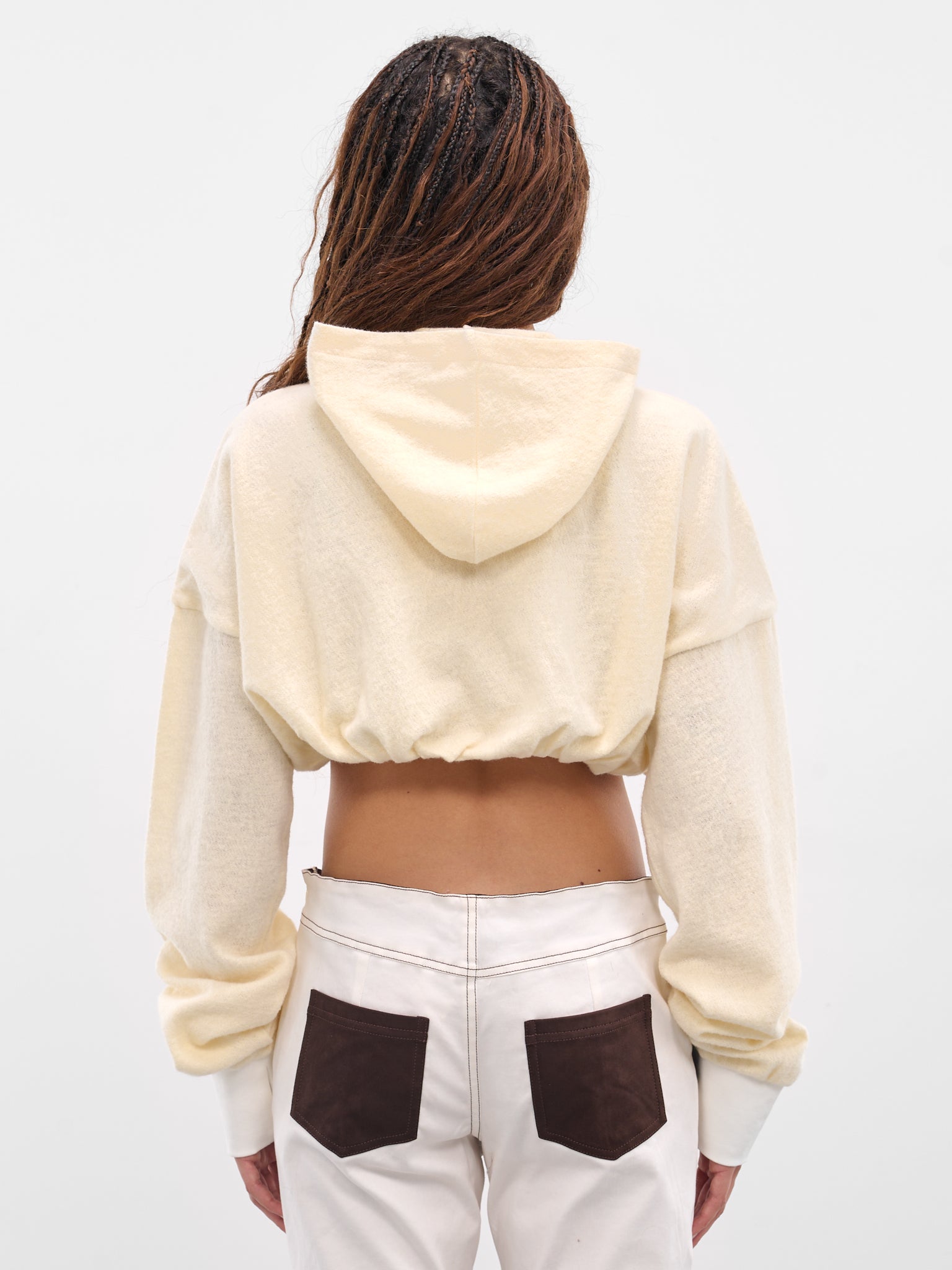 White Wool Graphic Cropped Hoodie (TOP-04WH-WHITE)