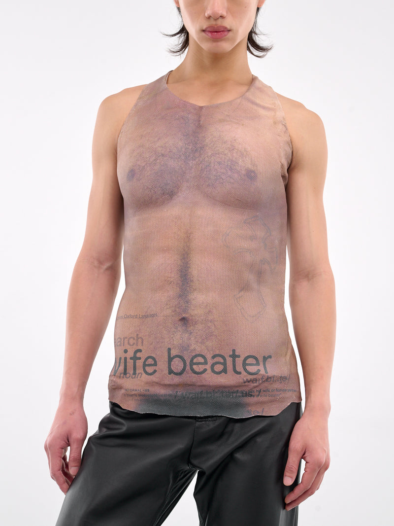 Wifebeater Printed Leather Tank (TOP-M-WIF-LEA-NUDE)
