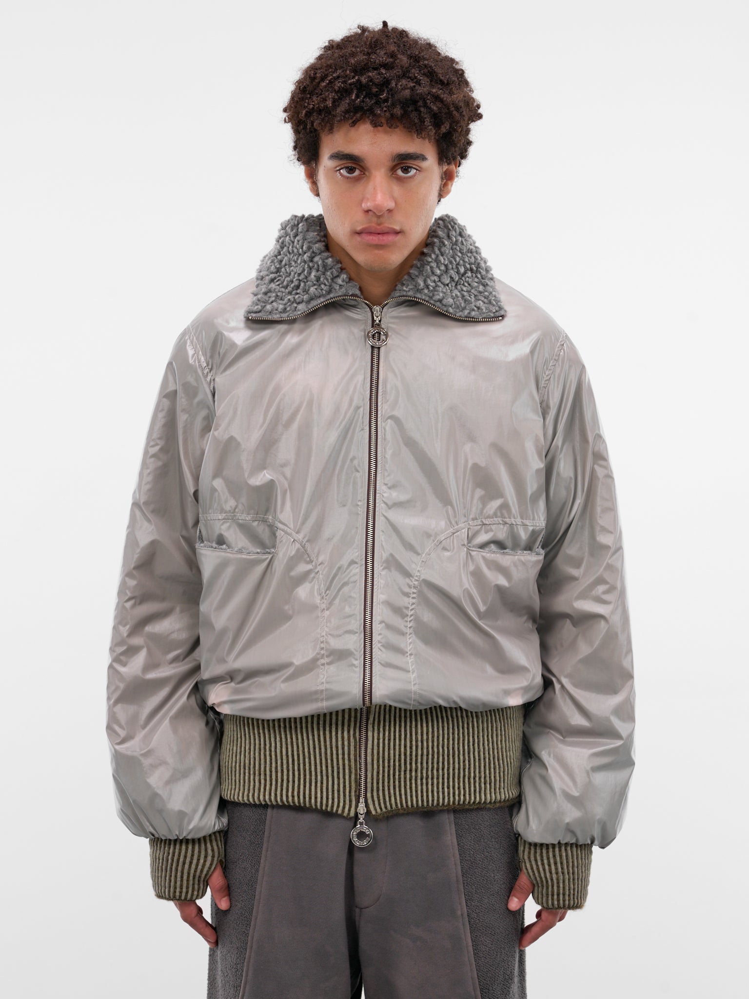 Green Thermo Reactive Bomber Jacket (TOP-THERMOBOMB-GREEN-PINK)