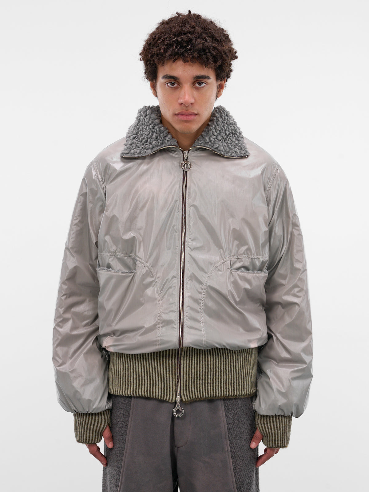 Green Thermo Reactive Bomber Jacket (TOP-THERMOBOMB-GREEN-PINK)