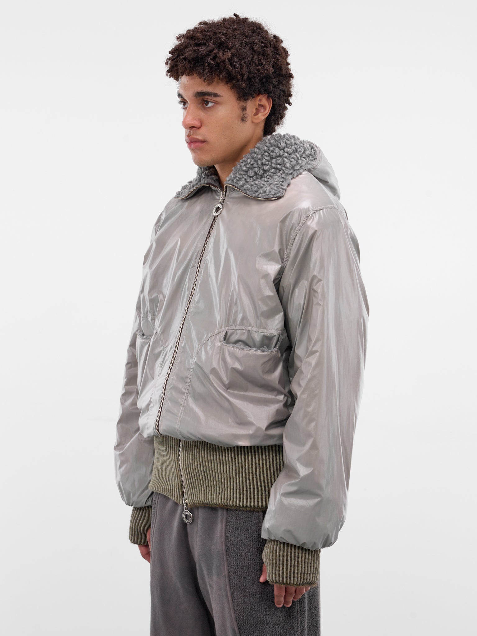 Green Thermo Reactive Bomber Jacket (TOP-THERMOBOMB-GREEN-PINK)