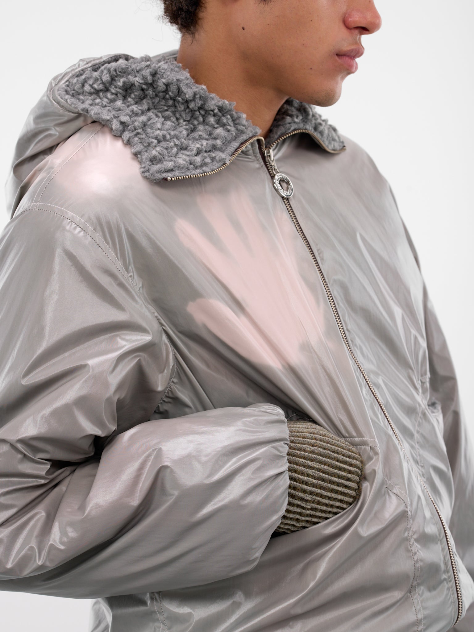 Green Thermo Reactive Bomber Jacket (TOP-THERMOBOMB-GREEN-PINK)