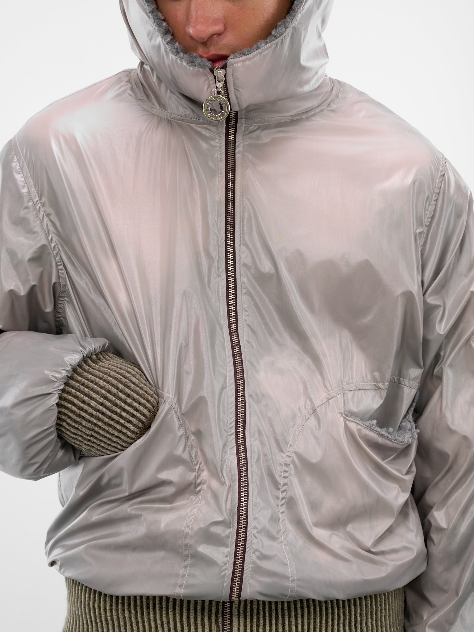 Green Thermo Reactive Bomber Jacket (TOP-THERMOBOMB-GREEN-PINK)