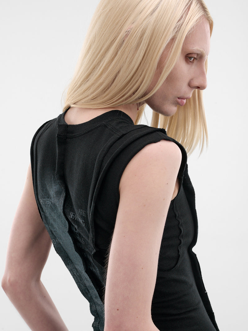 Black Cotton Deconstructed Memento Dress (TOP-W-MEM-COTT-BLACK)