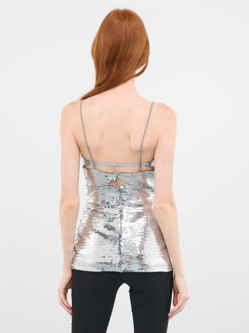 Sequin Keyhole Top (TOP046-METALLIC-SILVER)