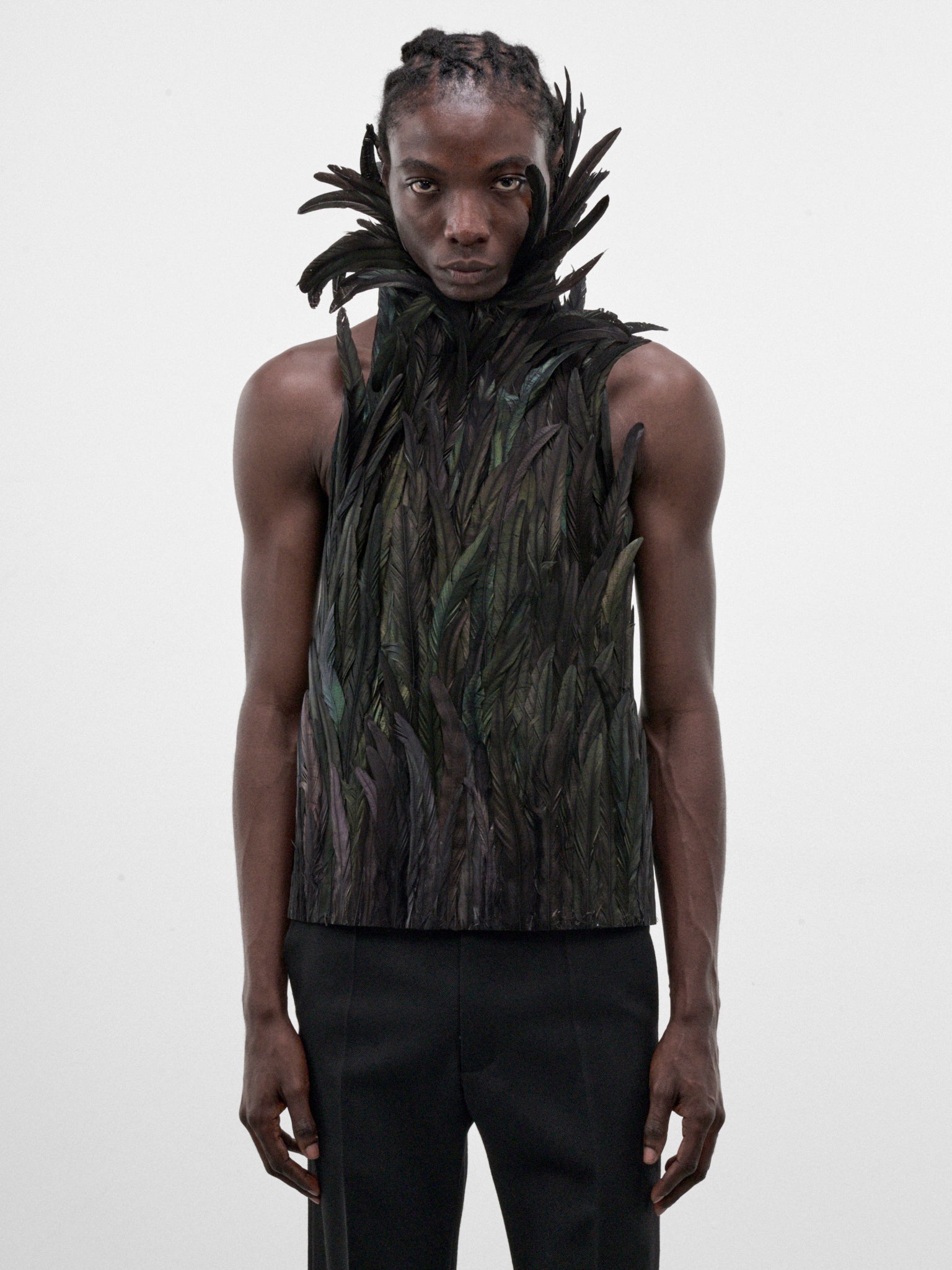 Black Rooster Feather Top (TP-001-A-BLACK)