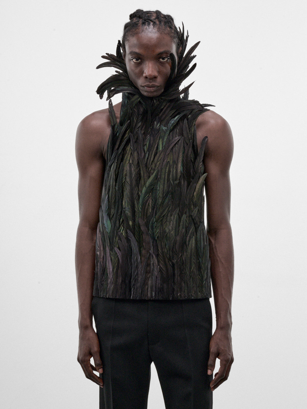 Black Rooster Feather Top (TP-001-A-BLACK)
