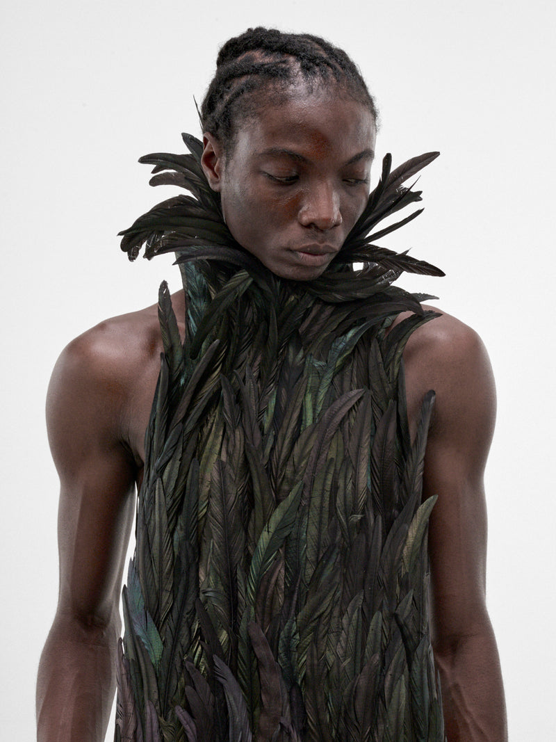 Black Rooster Feather Top (TP-001-A-BLACK)