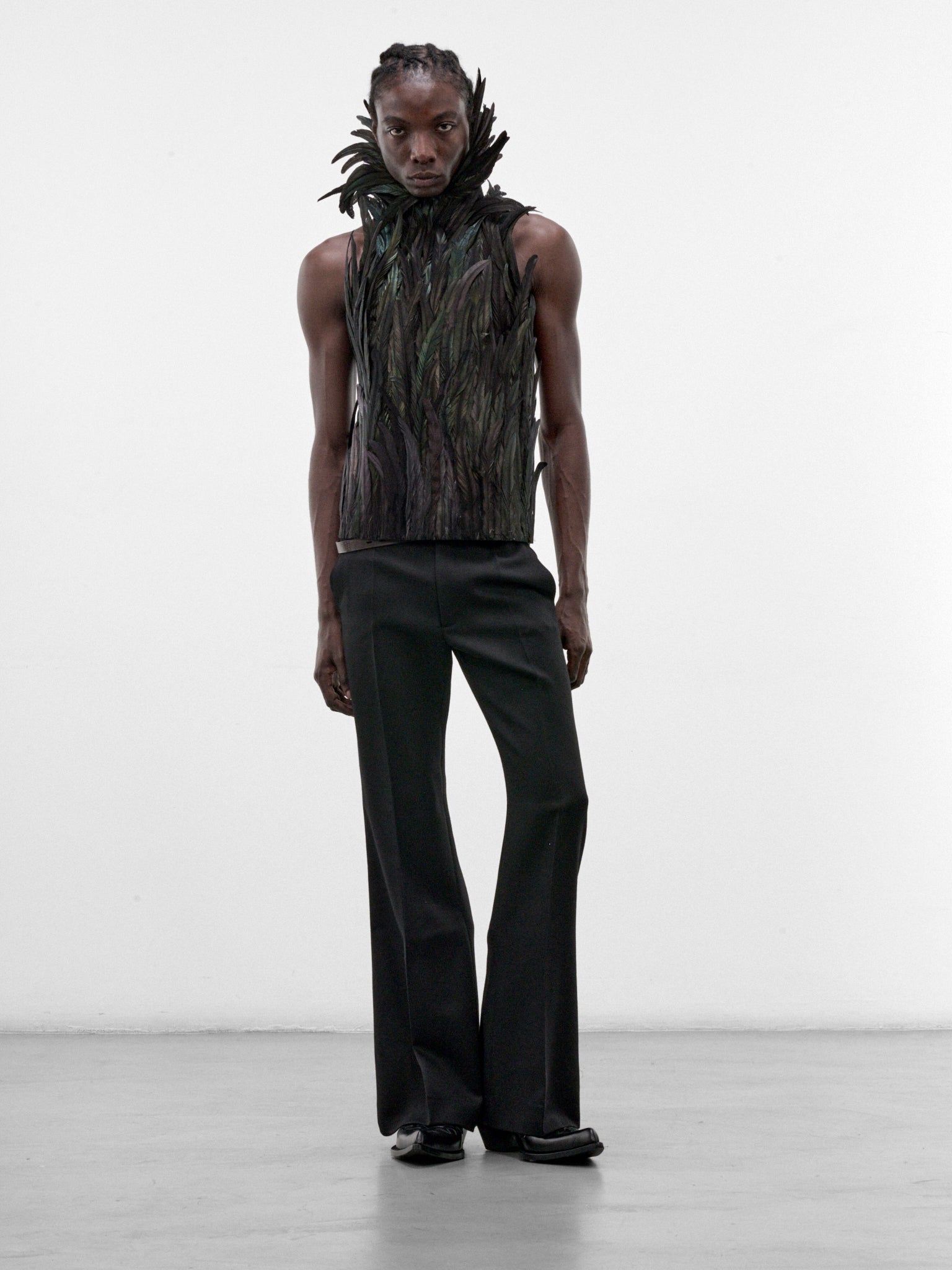 Black Rooster Feather Top (TP-001-A-BLACK)