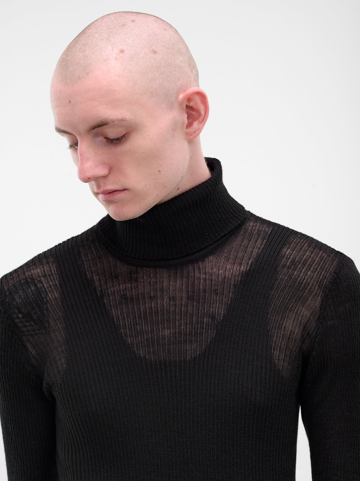 Black Rib-Knit Turleneck Sweater (TP-001-C-BLACK)