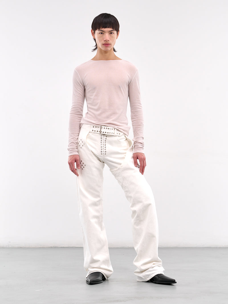 Lace-Up Jeans (CO-PT003-W-DEN-WHITE-OPTICAL)