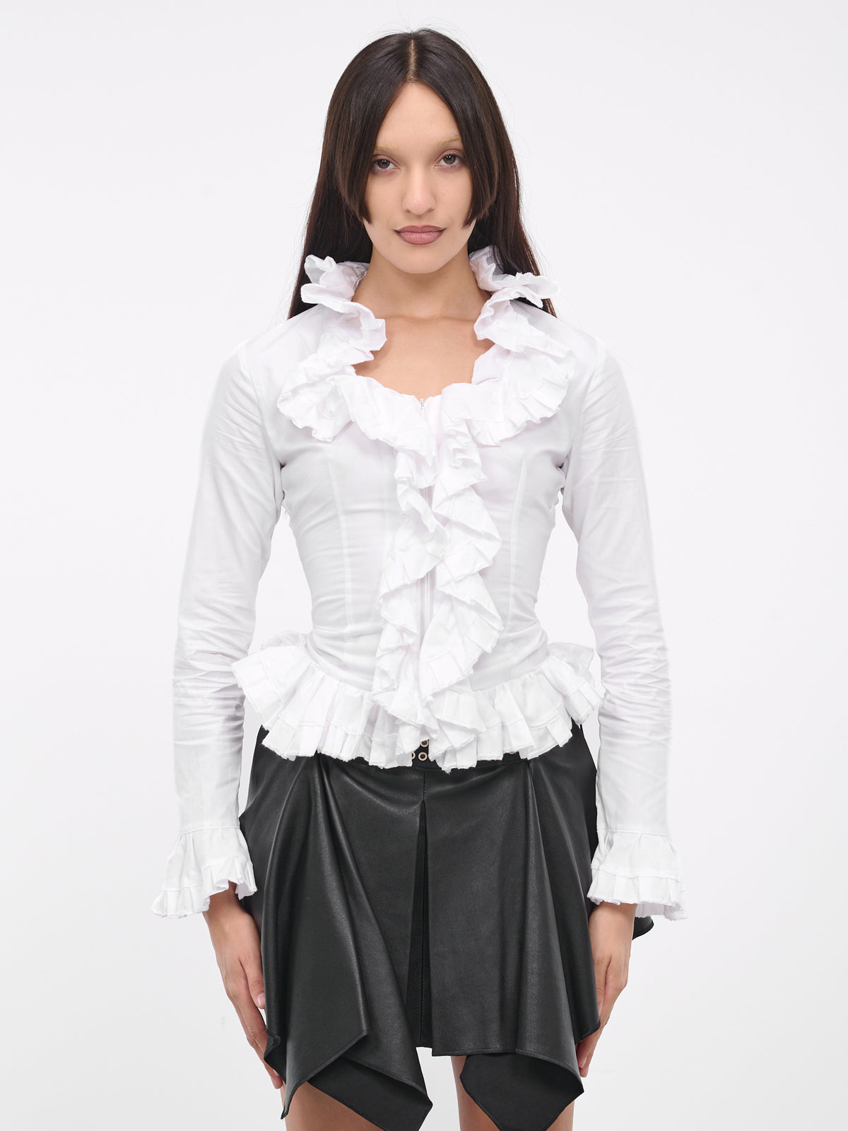 Poplin Ruffle Blouse (TP004U-CT001-WHITE)