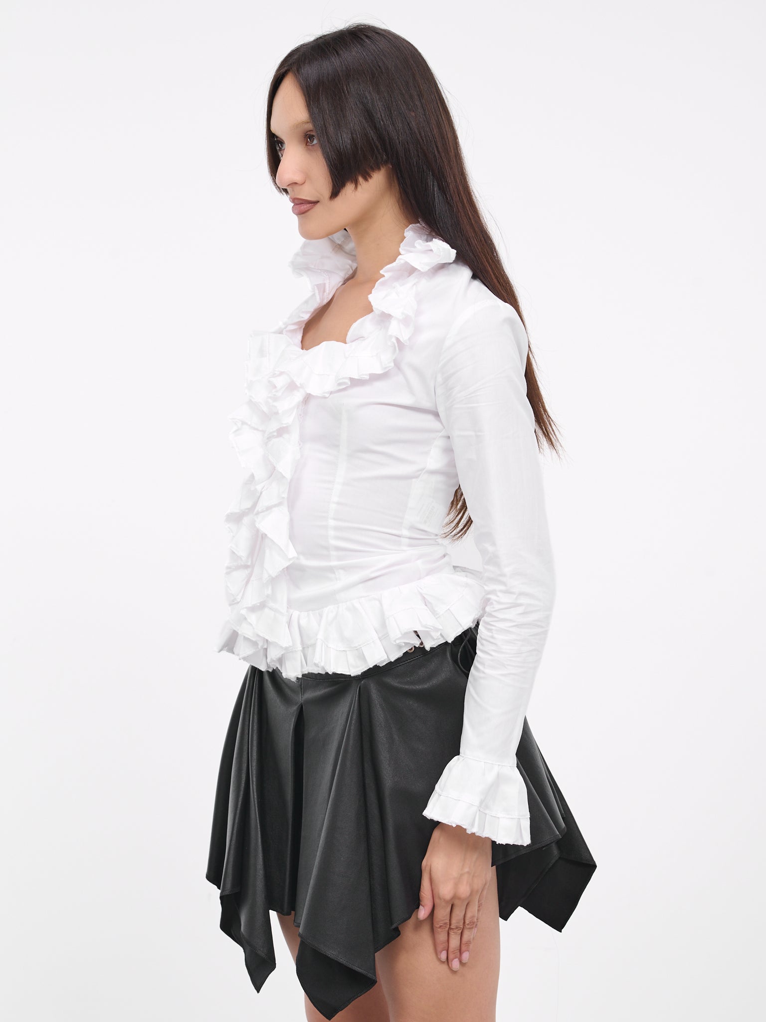 Poplin Ruffle Blouse (TP004U-CT001-WHITE)