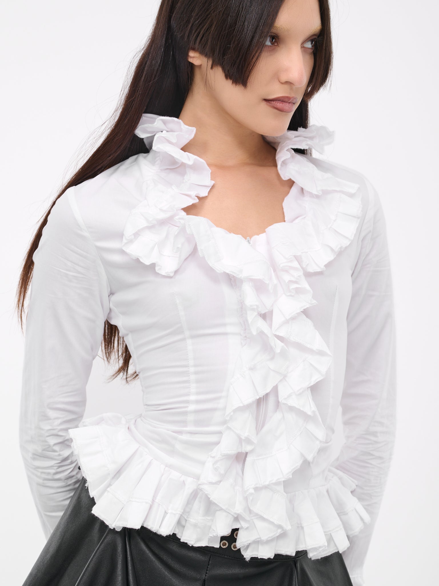 Poplin Ruffle Blouse (TP004U-CT001-WHITE)