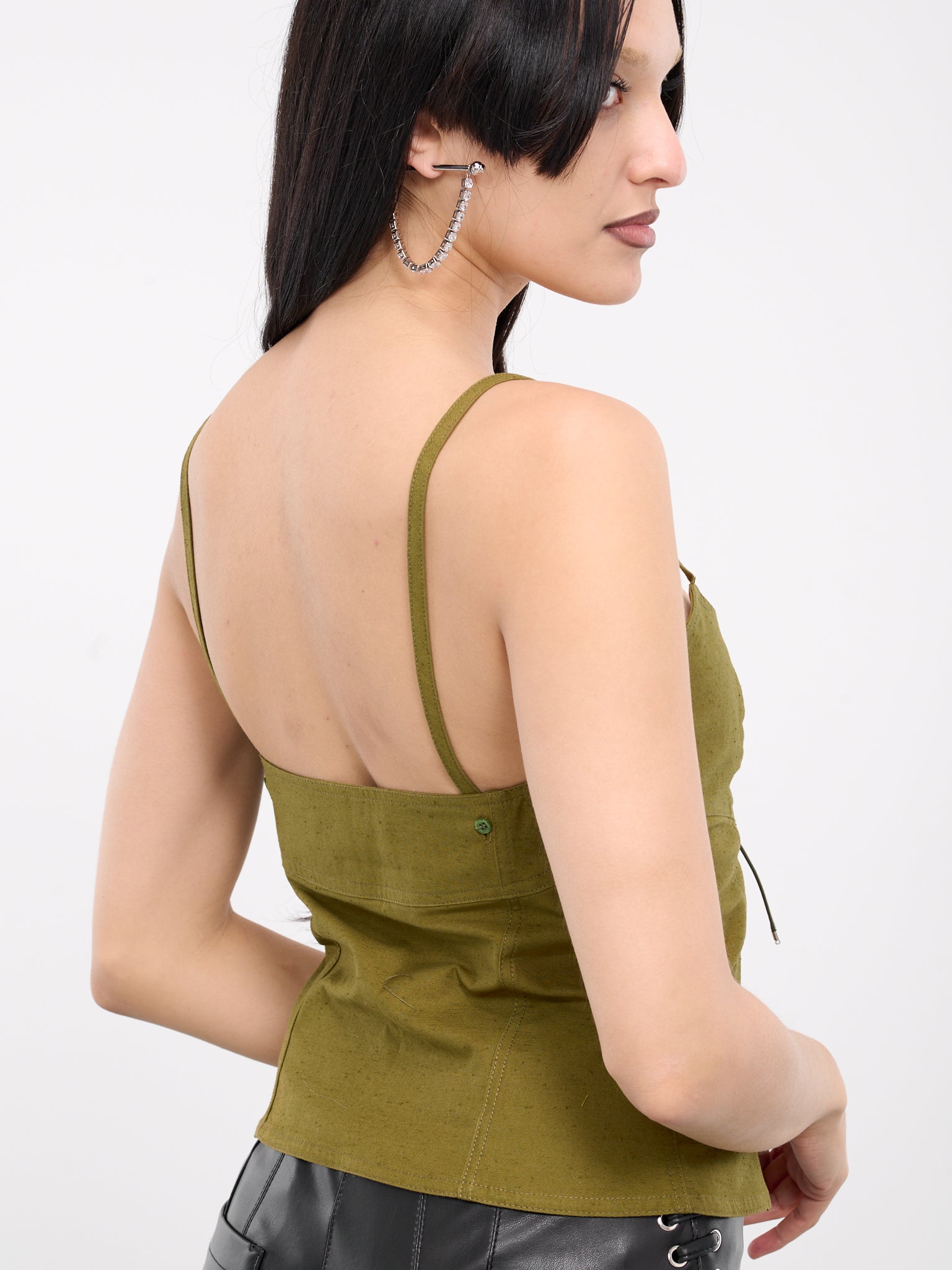 Easy Cleavage Top (TP011-W-CO0005-OLIVE-GREEN)