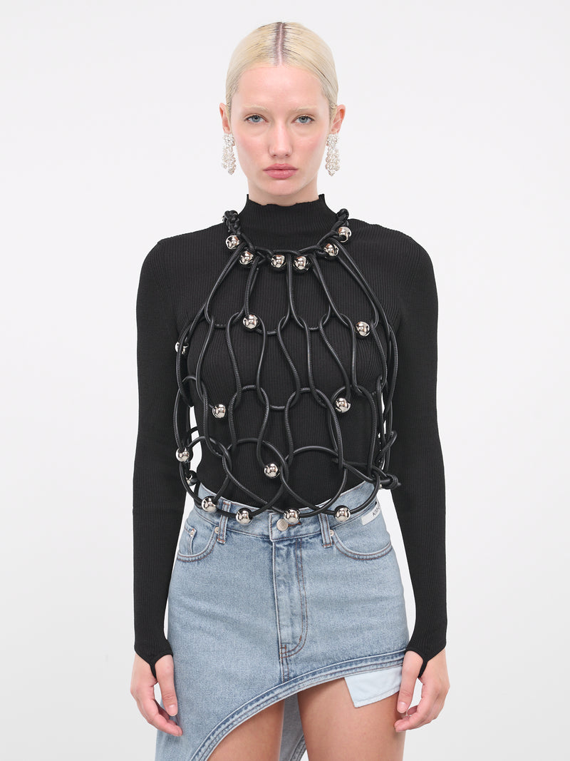 Beaded Cord Top (TP012-BK-BLACK)