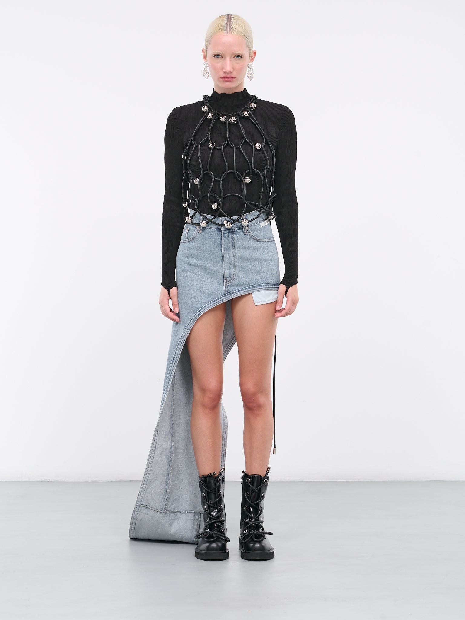 Asymmetric Denim Skirt (SK07-SB-SKY-BLUE)