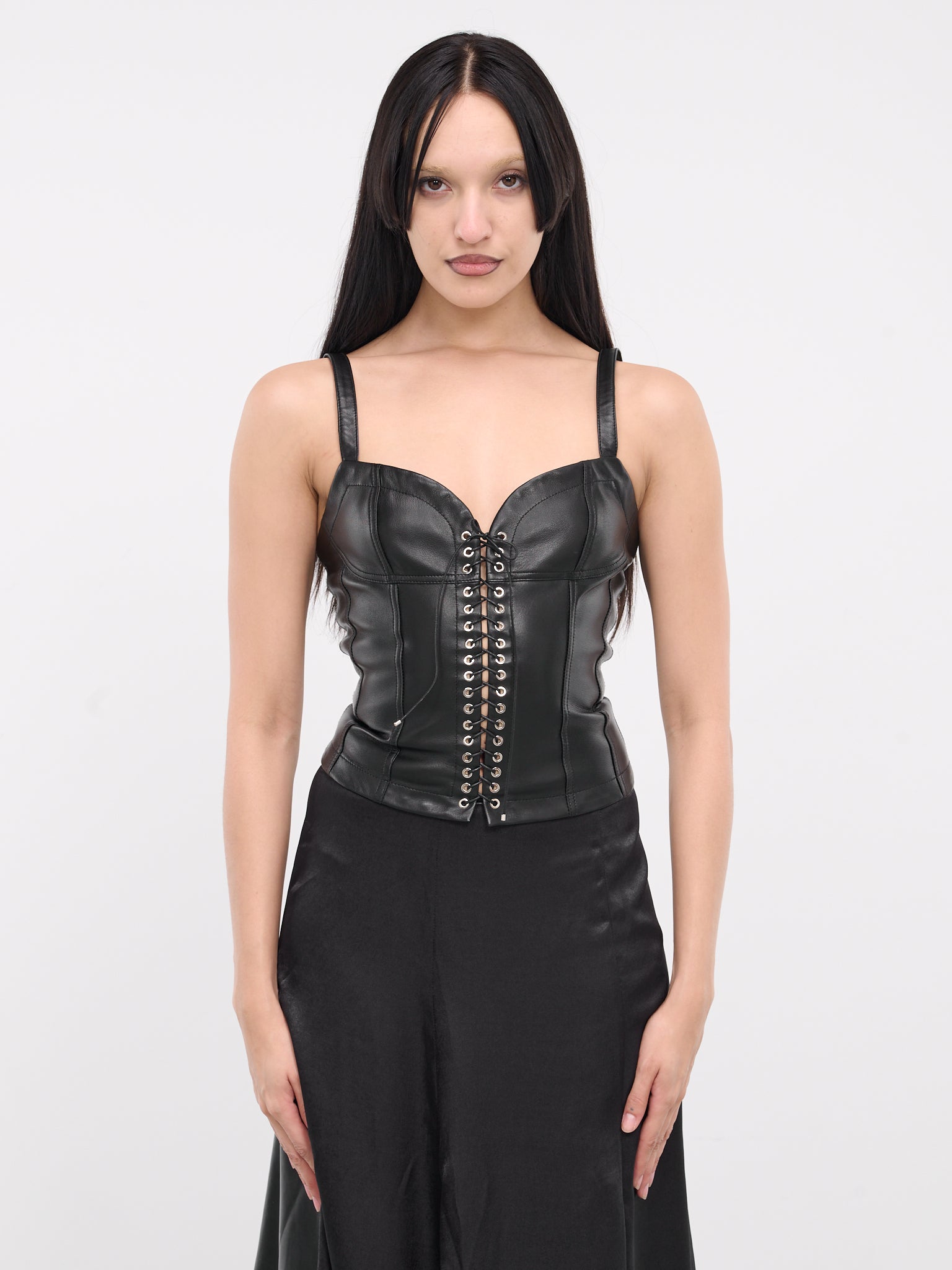 Cleavage Bustier Top (TP013-W-LEA0001-BLACK)