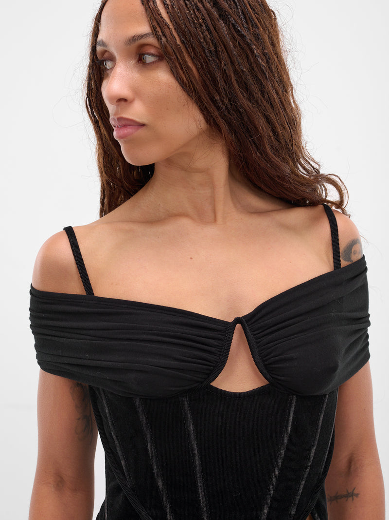 Black Deconstructed Bustier Top (TP01C1BL900-BLACK)