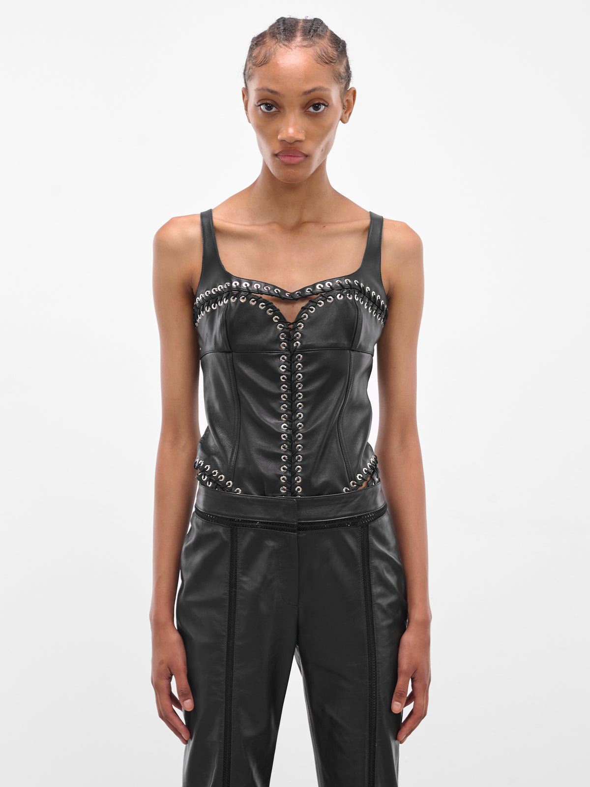 Black Lamb Leather Cher Bodysuit (TP045-W-LEA-BLACK)