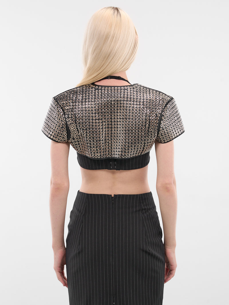 Black Lamb Leather Bolero Jacket (TP046-M-LEATHER-BLACK)