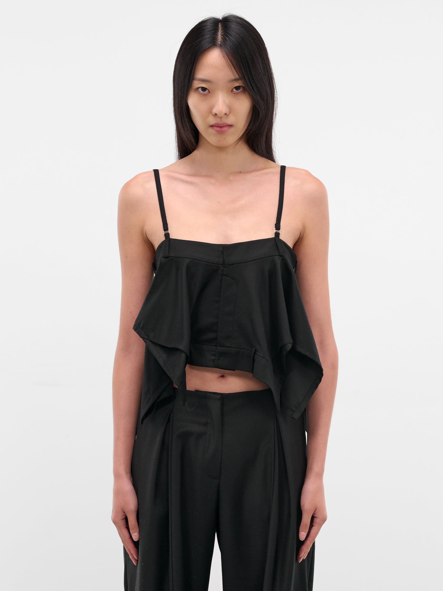 Black Deconstructed Pants Draped Top (TP07-BLACK)