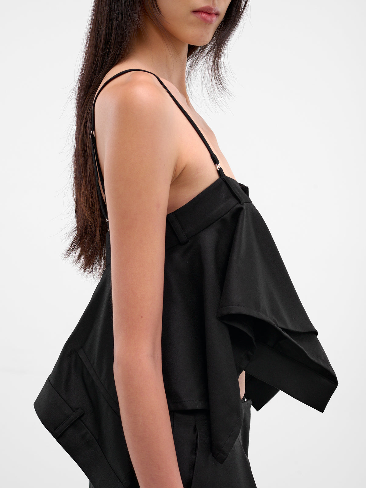 Black Deconstructed Pants Draped Top (TP07-BLACK)