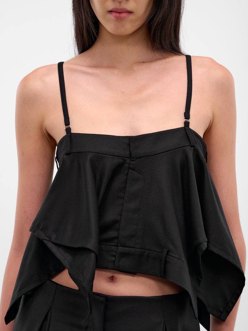 Black Deconstructed Pants Draped Top (TP07-BLACK)