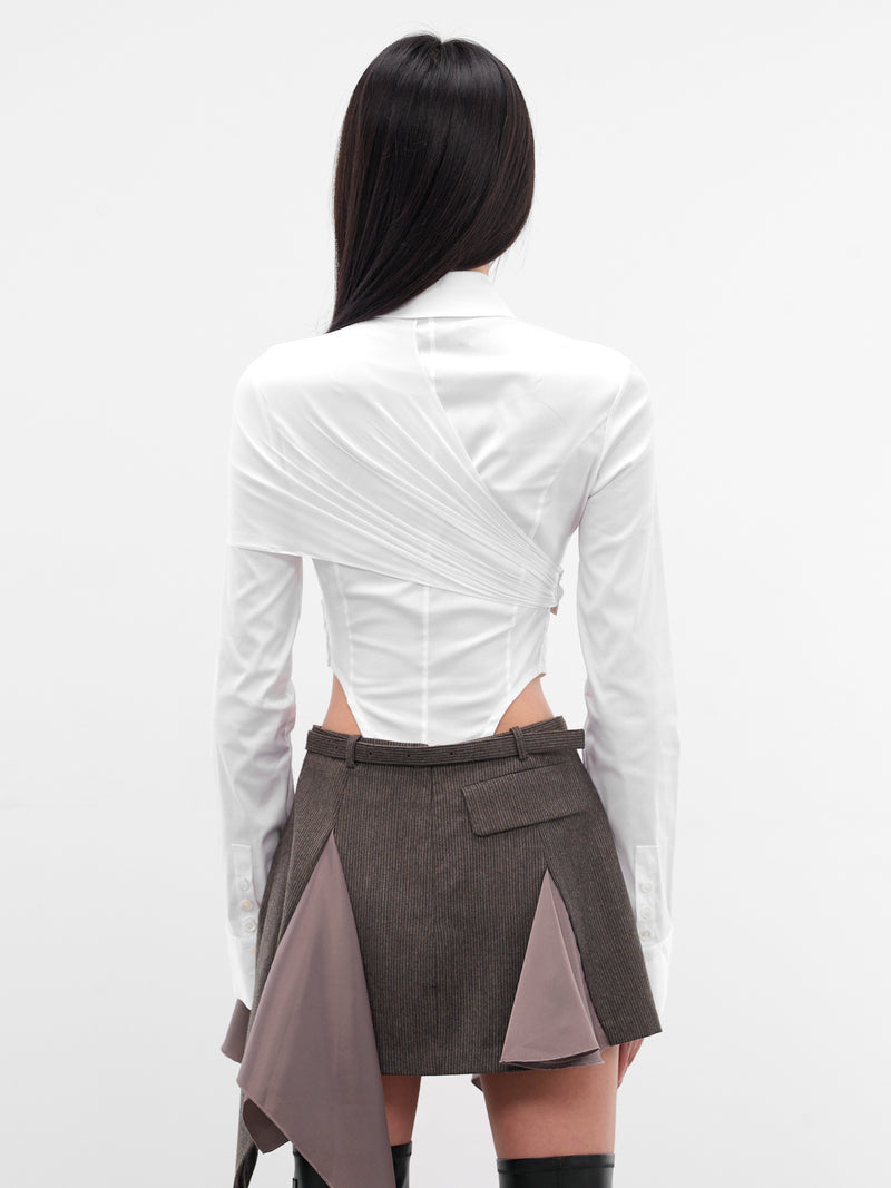 White Cut-Out Layered Capes Bodysuit (TP08-WHITE)