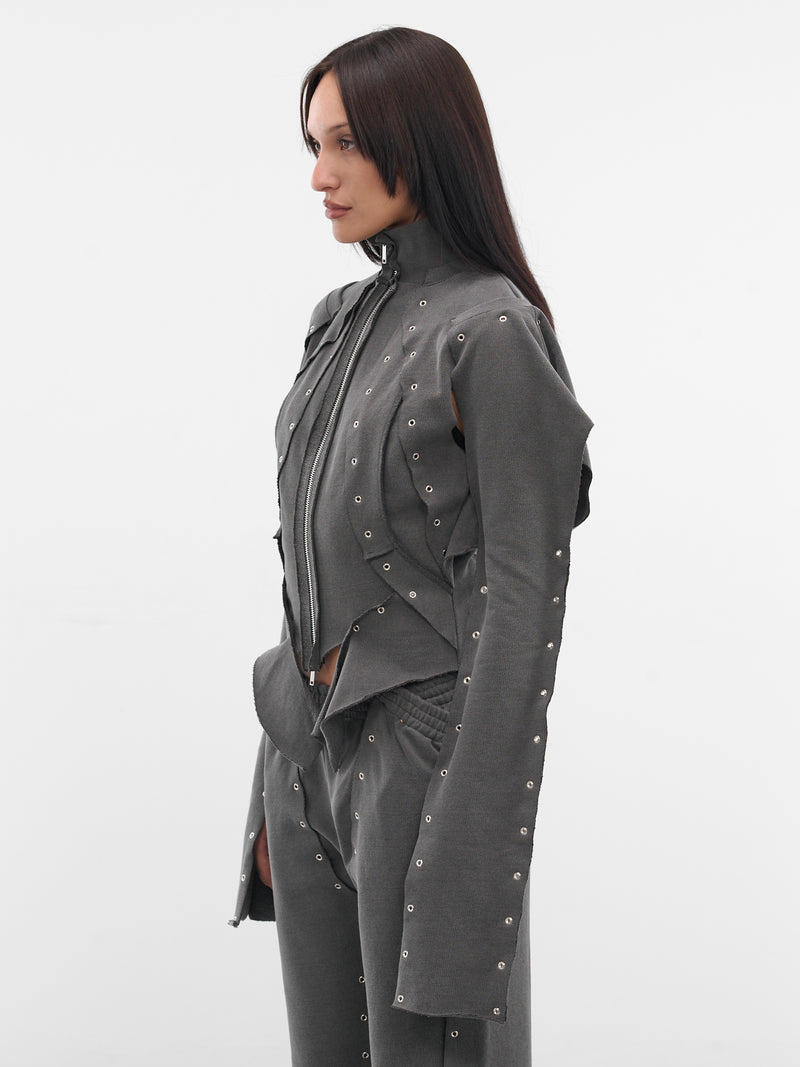 Gray Eyelet Sweat Jacket (TP12-J04-985-BLACK)