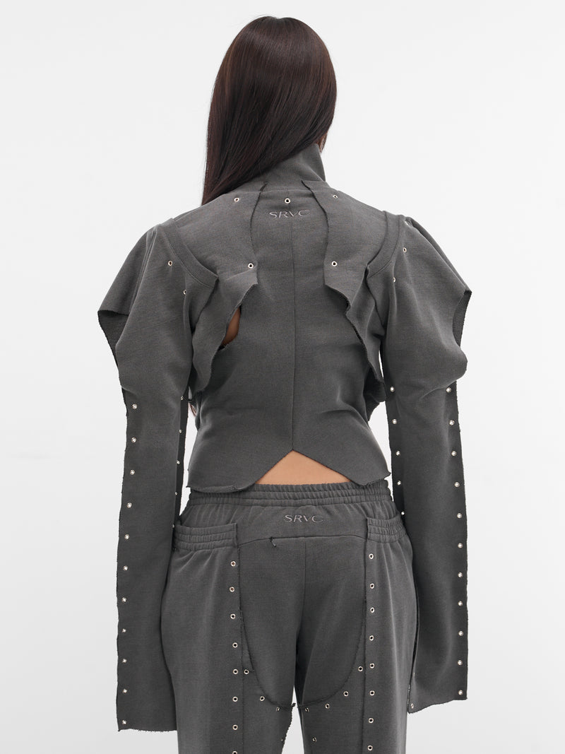 Gray Eyelet Sweat Jacket (TP12-J04-985-BLACK)