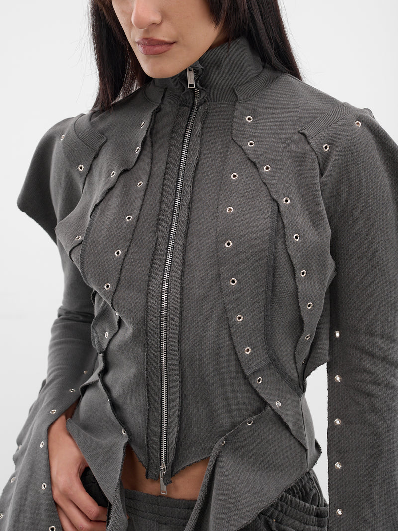 Gray Eyelet Sweat Jacket (TP12-J04-985-BLACK)