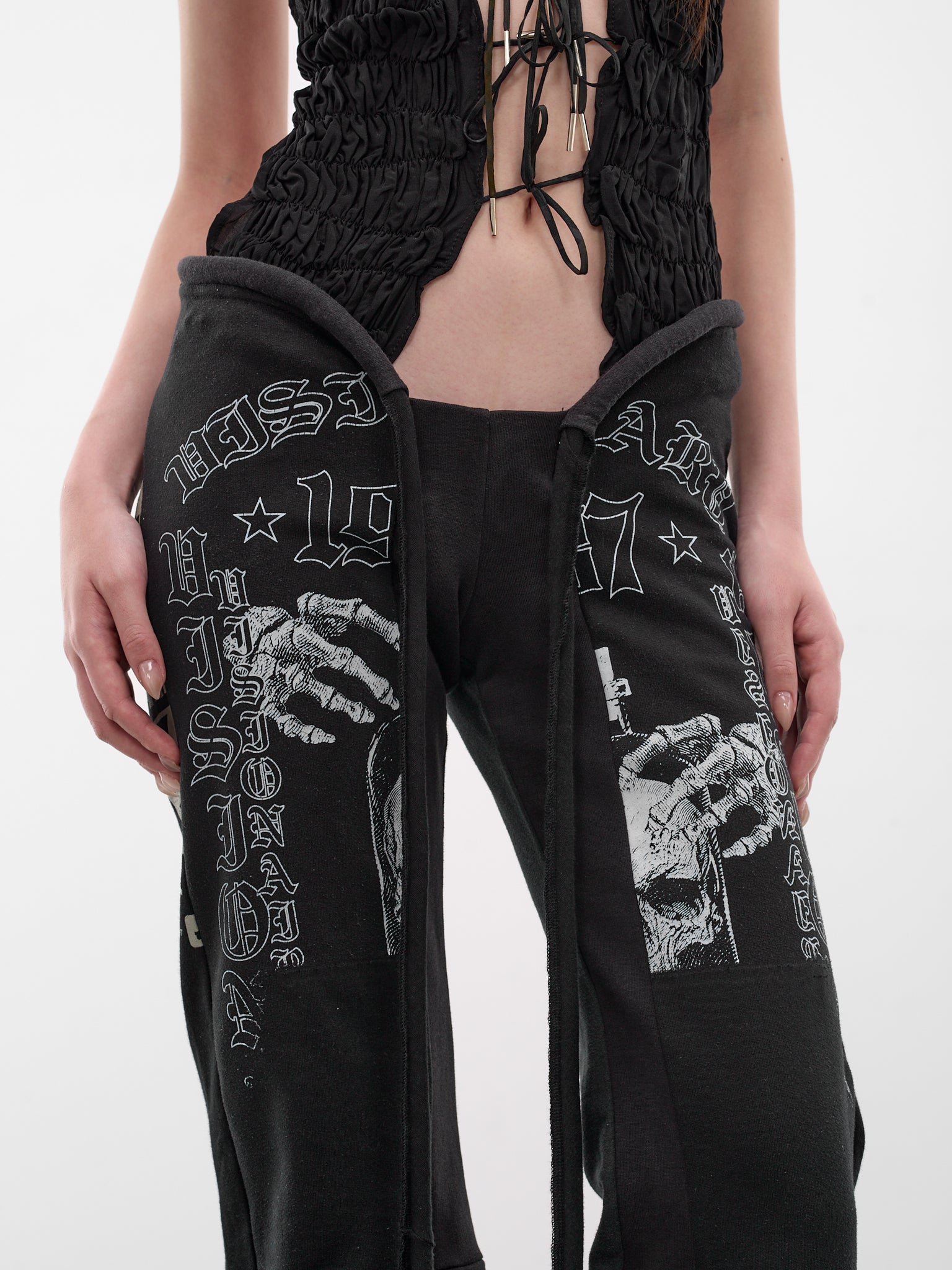 Upcycled Graphic Corset Sweatpants (TR-CO-3-BLACK)