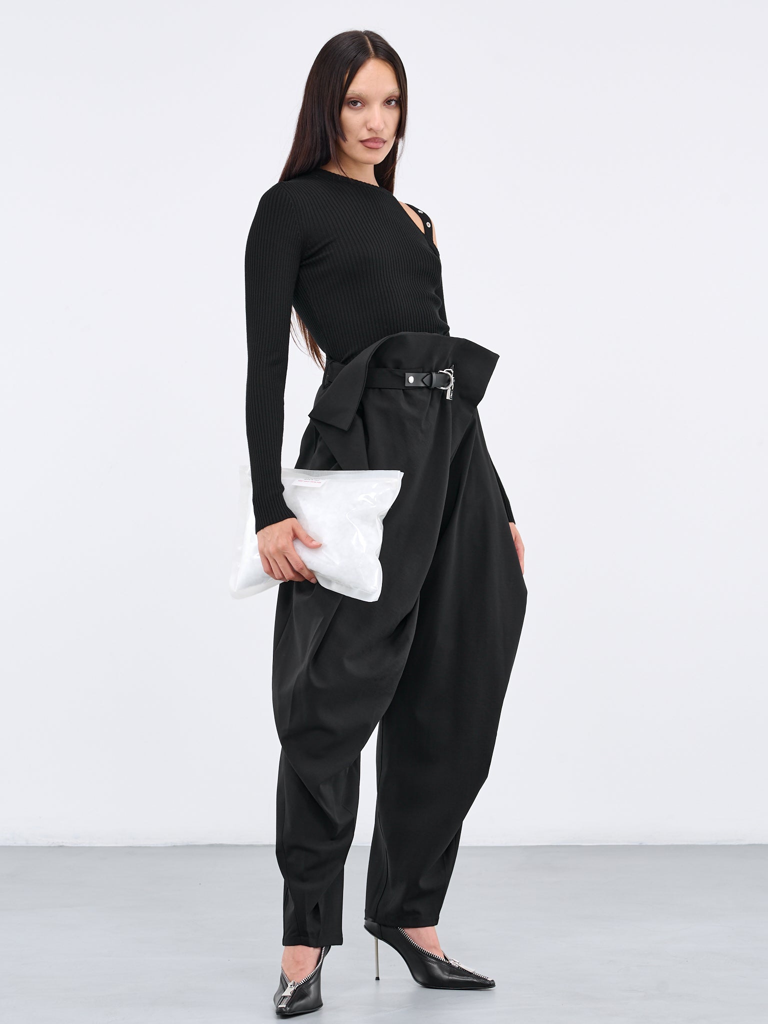 Padlock Fold-Over Trousers (TR0295-PG1321-999-BLACK)